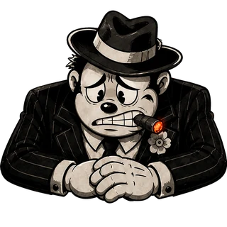 Anxious, a transparent render of the gangster boss character