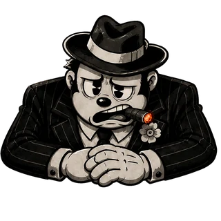 Exasperated, a transparent render of the gangster boss character